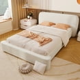 thumbnail image 1 of Esme Minimalist Full Size Boucle Upholstered Bed, Platform Bed with Solid Wood Frame, White, 1 of 6