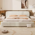 thumbnail image 1 of Esme Minimalist King Size Boucle Upholstered Platform Bed with Solid Wood Frame, White, 1 of 6