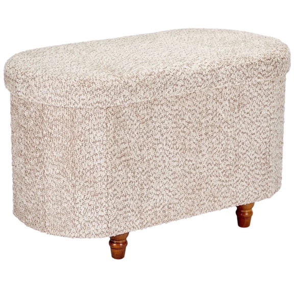 Aria Home Classic Tufted Fabric Storage Ottoman 18", Rectangular Footrest Bench, Light Brown