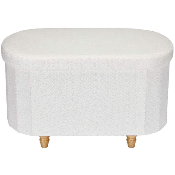 Aria Home Boucle Storage Ottoman 18", Rectangular Teddy Fabric Bench for Living Room, Ivory