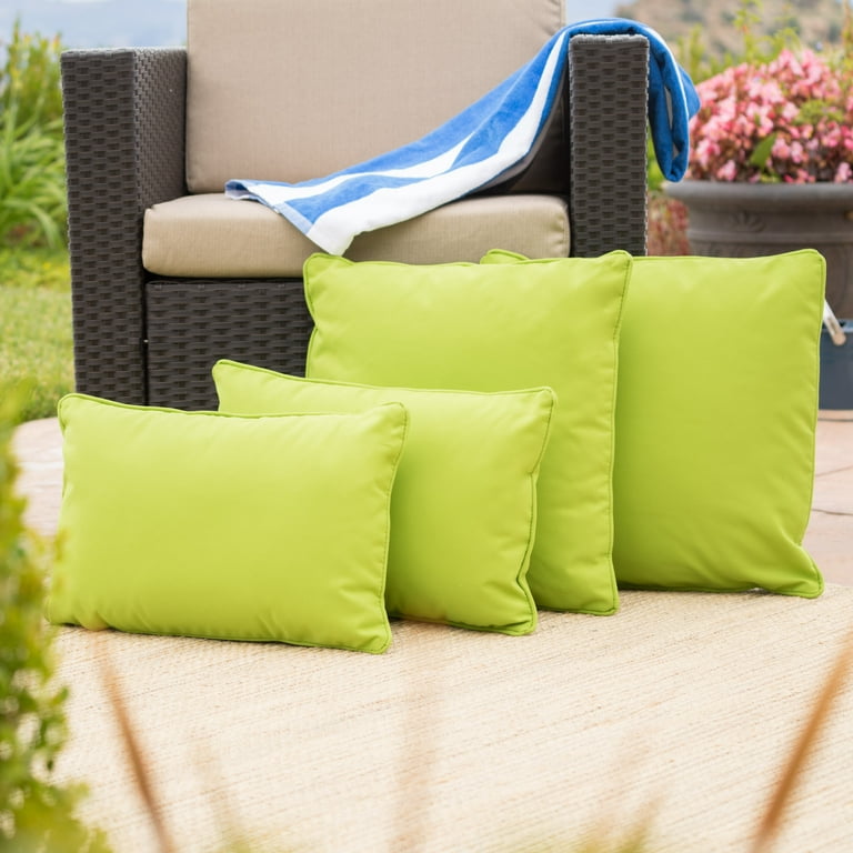 Esme Outdoor Fabric Pillows, Set of 4, Green, 18 x 18 