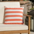 thumbnail image 1 of Esme Outdoor Square Fabric Stripe Water Resistant Throw Pillow, Orange, White, 18" x 18", 1 of 8