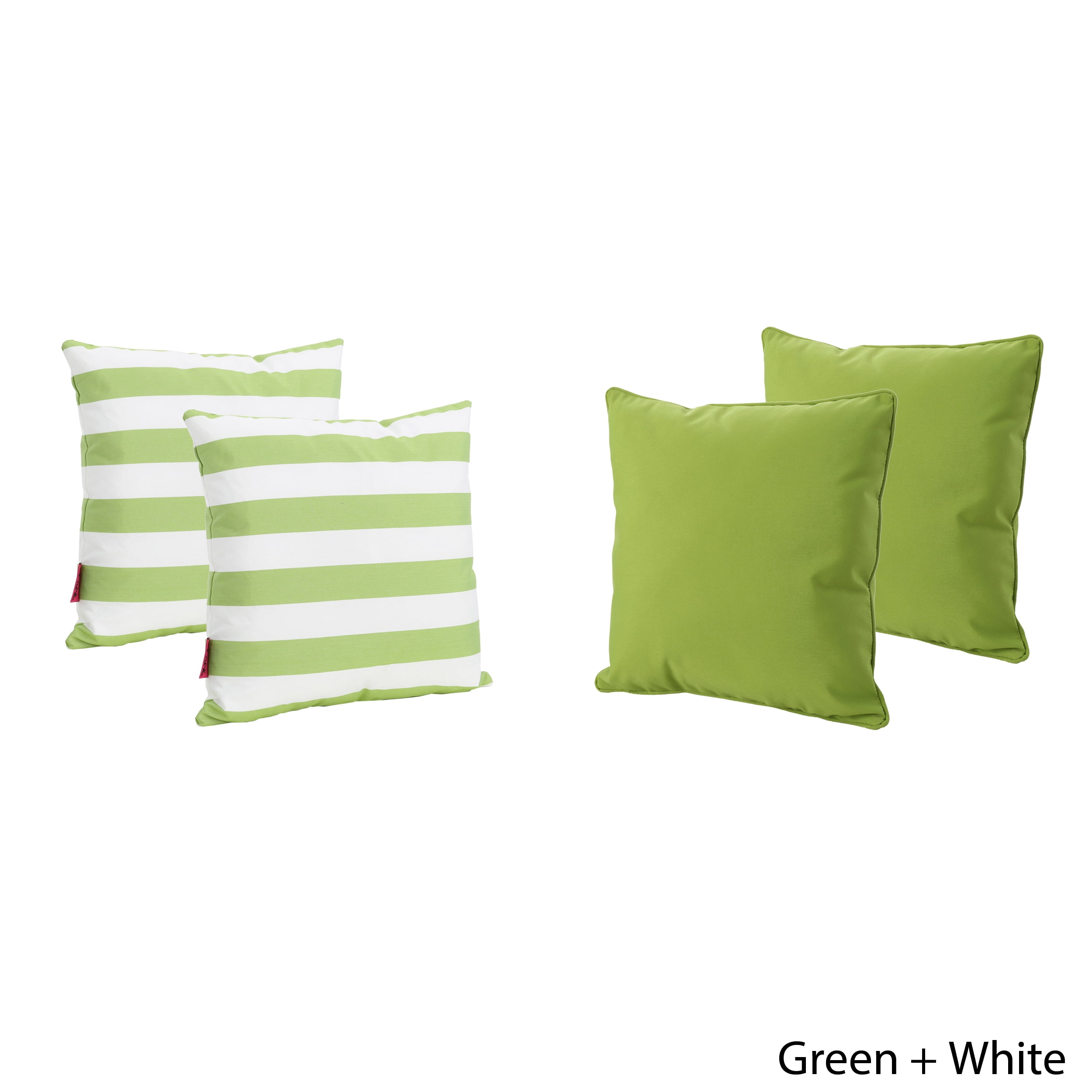 Esme Outdoor Water Resistant Fabric Solid and Striped Square Throw Pillows, Set of 4, Dark Teal Esme Outdoor Water Resistant Fabric Solid and Striped Square Throw Pillows, Set of 4, Dark Teal