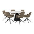 thumbnail image 1 of Esme Shilo 5 Piece Dining Set Taupe with Gray Faux Leather Chairs, 1 of 6