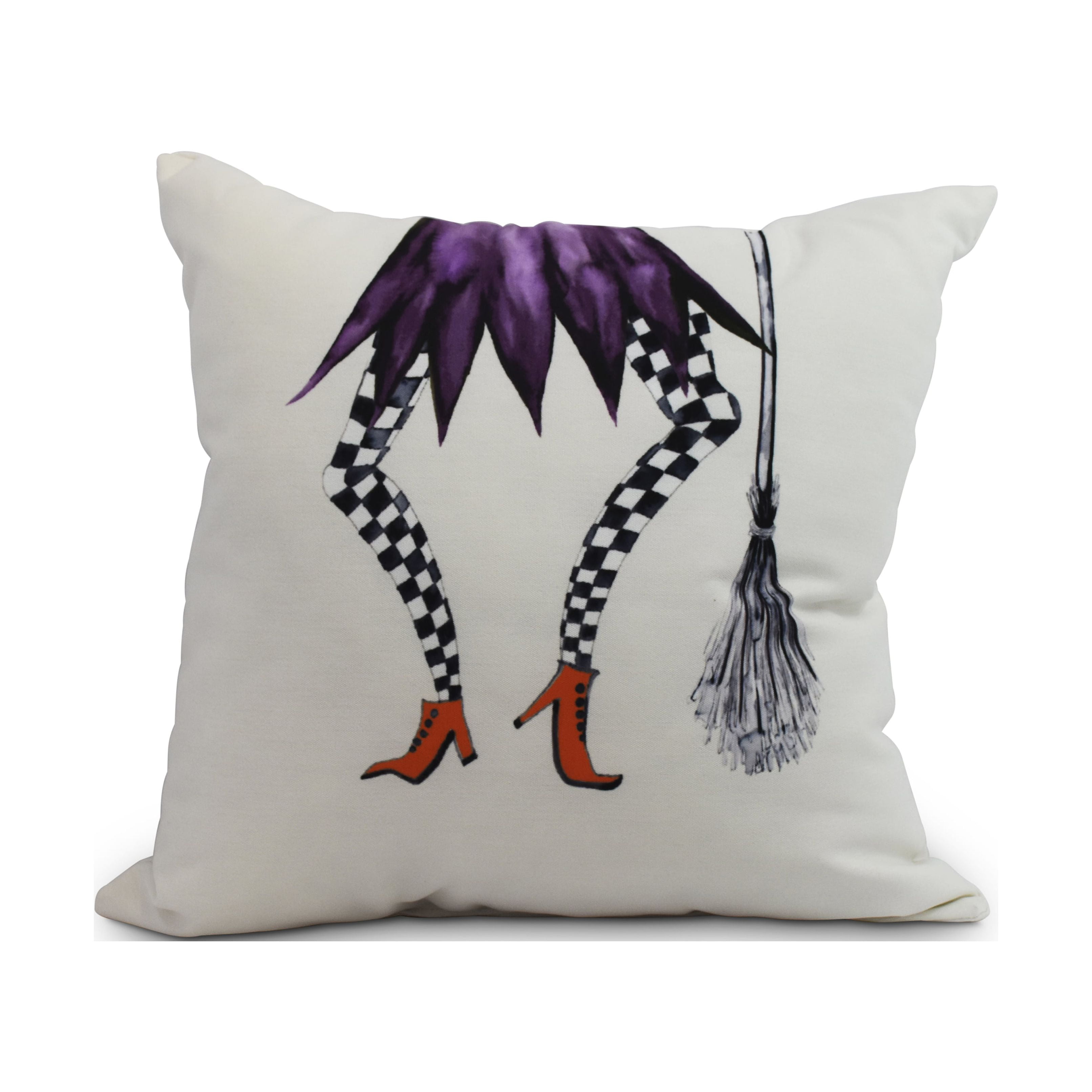 Esmerelda 18 Inch Cream Halloween Print Decorative Throw Pillow