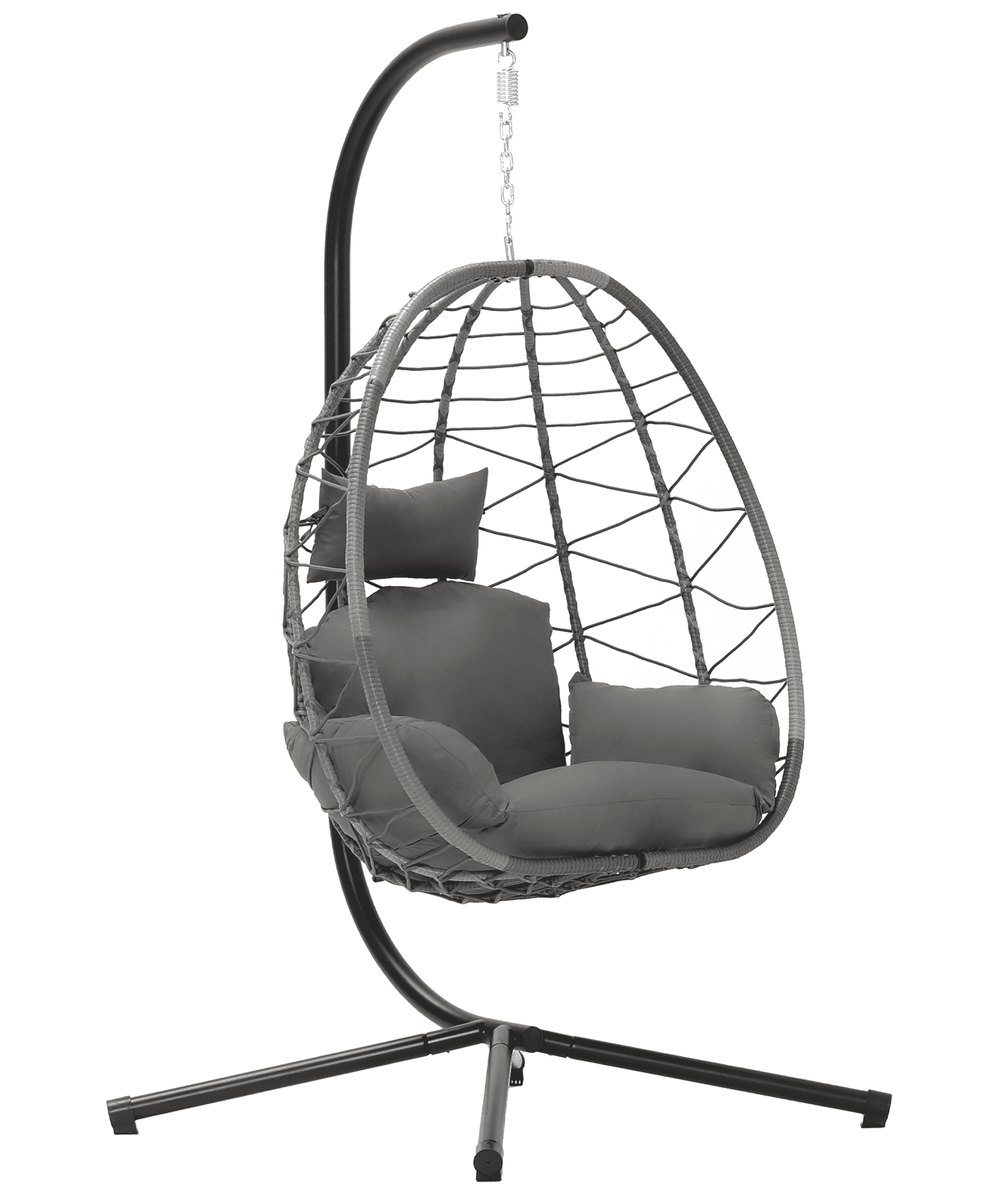 Bifanuo Indoor/Outdoor Wicker Swing Egg Chair Hammock Hanging Chair Nest Basket with Stand, UV Resistant Removable & Washable Cushions,350LB Capacity for Bedroom, Balcony, Garden and Poolside (Grey) - image 1 of 6