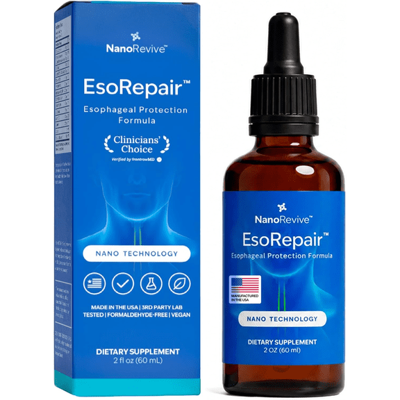 EsoRepair Esophageal & Stomach Health Supplement, Digestive Comfort, Slippery Elm Bark, Zinc L‑Carnosine & Aloe Vera Extract, Non‑GMO, Dairy‑Free