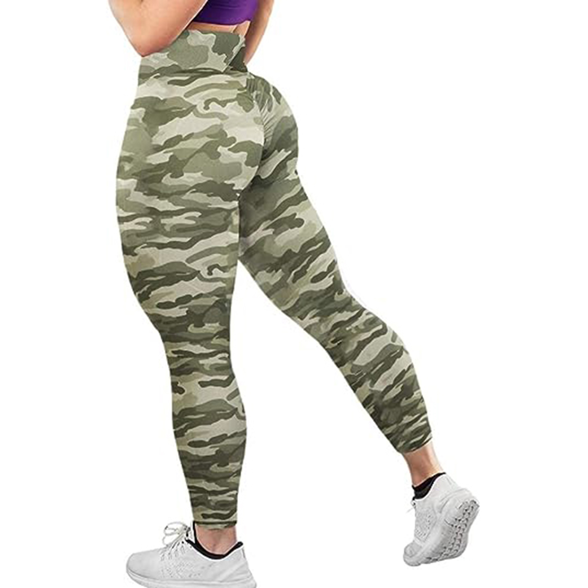 Esobo Women Sports Leggings Butt Lifting Ruched Booty Scrunch Workout Yoga Pants with Pocket