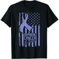 thumbnail image 1 of Esophageal Cancer Awareness American Flag Periwinkle Ribbon T-Shirt, 1 of 3