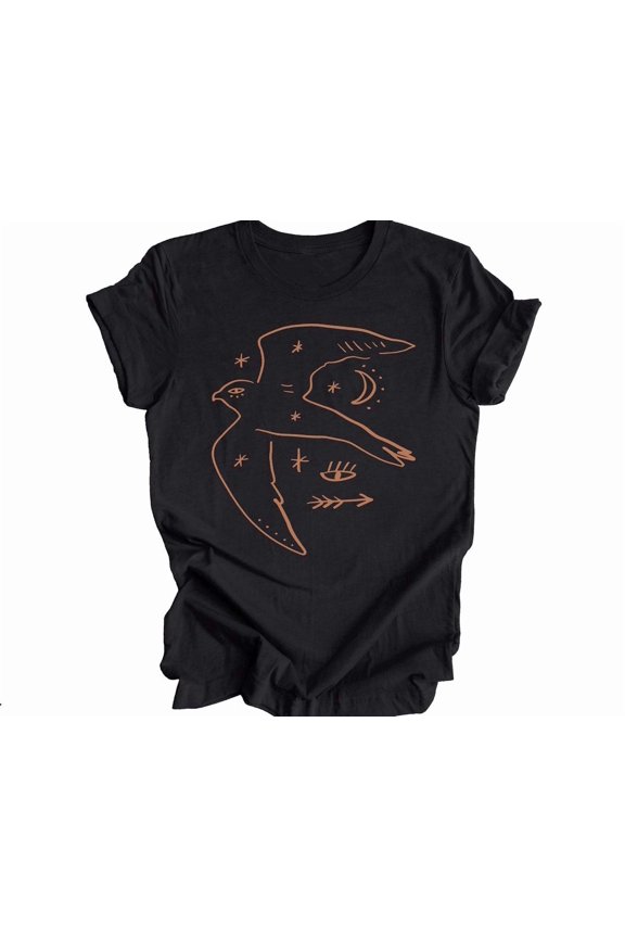 Esoteric Hawk Graphic Tee Hawk Tshirt Sacred Spiritual Bird Shirt Funky Eclectic Bird Celestial Hawk T Shirt Minimalist Spiritual Boho Tops