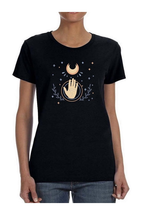Esoteric Spiritual Hand Shaped T-Shirt Women -Image by Shutterstock, Female Small