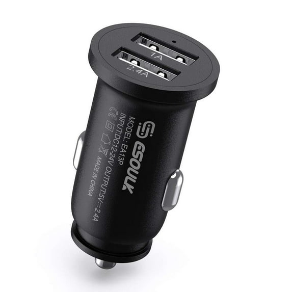 Esoulk 12W Dual USB, 2-Port USB-A Car Charger for Boost Summit Flip - Black