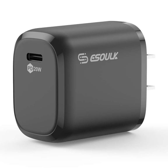 Esoulk 20W USB-C PD (Power Delivery), Ultra Fast Charging Wall Charger for Ulefone Armor 26 Ultra - Black