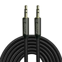 Esoulk 24K Gold Plated 3.5mm Nylon Fabric Tangle-Free Male Aux Audio Cable 10FT - Black