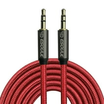 Esoulk 24K Gold Plated 3.5mm Nylon Fabric Tangle-Free Male Aux Audio Cable 10FT - Red