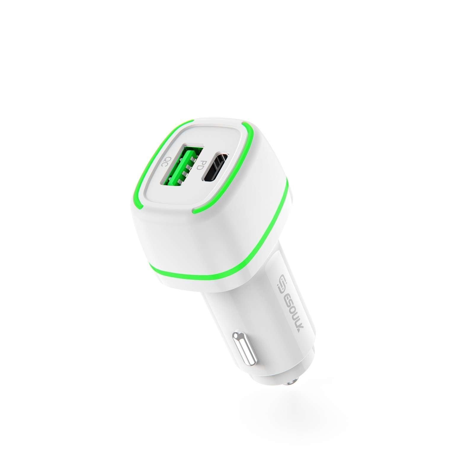 Esoulk 36W PD 2-Port, USB-C &amp; USB-A Fast Charge Car Charger for Google ...