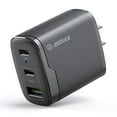 thumbnail image 1 of Esoulk 40W 3-Port USB-C PD (Power Delivery) and USB-A Quick Charge, Ultra Fast Charging Wall Charger with Screen Protector (Tempered Glass) for Boost Celero 5G SC - Black, 1 of 9
