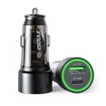 thumbnail image 1 of Esoulk 48W PPS Dual USB Ports (USB-C & USB-A), Fast Charging Transparent Car Charger with Screen Protector (Tempered Glass) for Boost Celero 5G SC - Black, 1 of 9