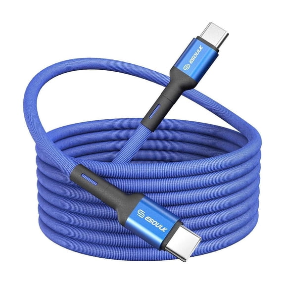 Esoulk 4ft USB-C to USB-C 30W 3A Fast Charge/Data Sync Nylon Braided Cable for Motorola Edge 2024 - Blue