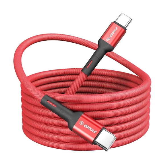 Esoulk 4ft USB-C to USB-C 30W 3A Fast Charge/Data Sync Nylon Braided Cable for Motorola Razr/Razr+ Plus (2024) - Red