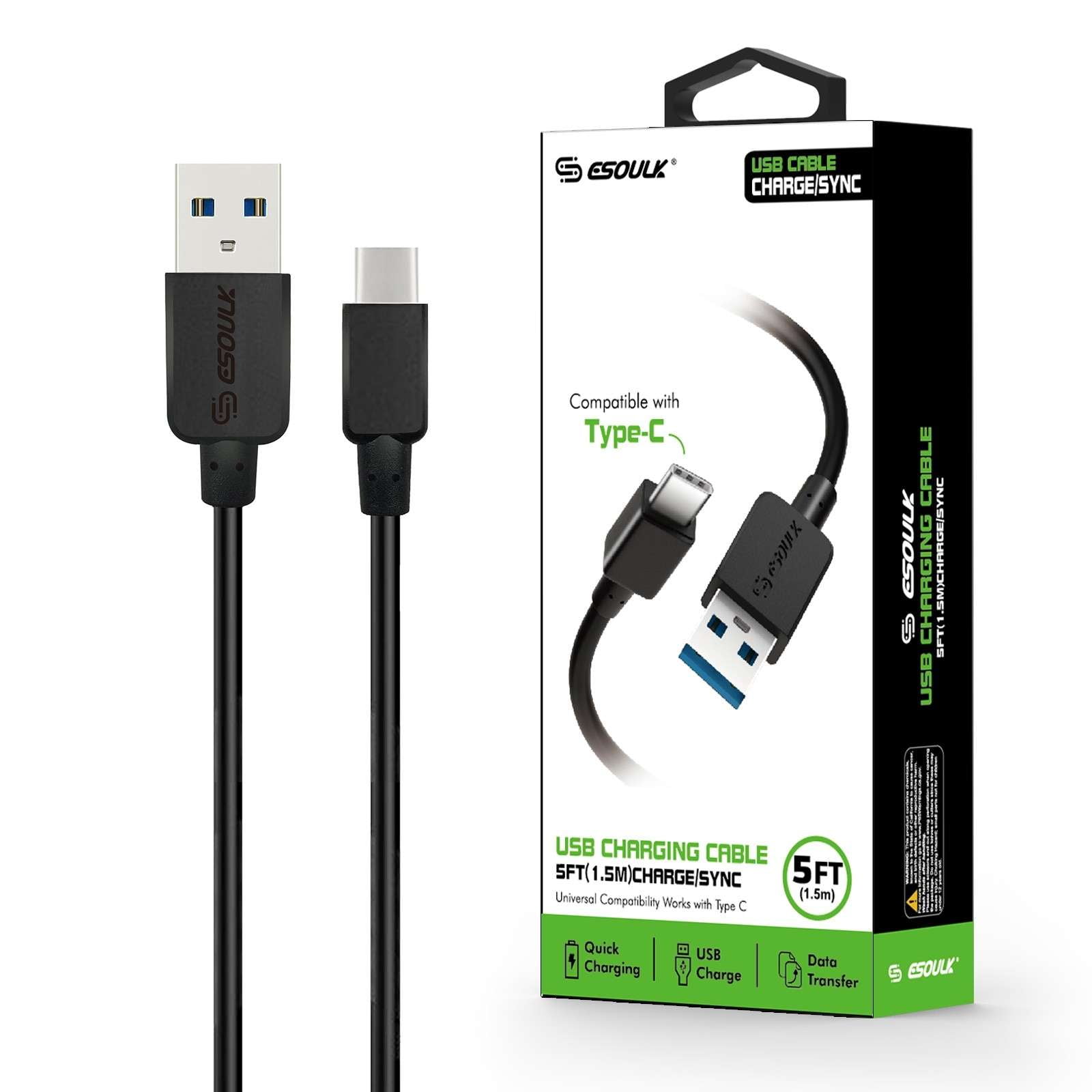 Esoulk 5ft USBC to USBA Charge/Sync Cable for Motorola Razr/Razr+