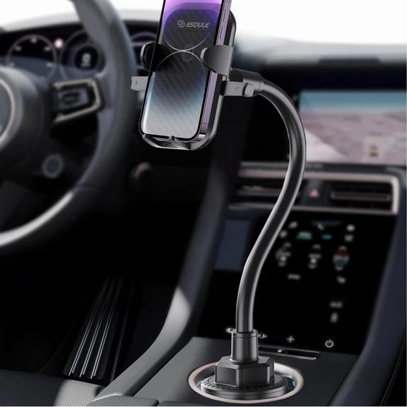 Esoulk Cup Holder Car Phone Mount with Flexible Gooseneck, Adjustable Base, 360° Rotation for iPhone & Android