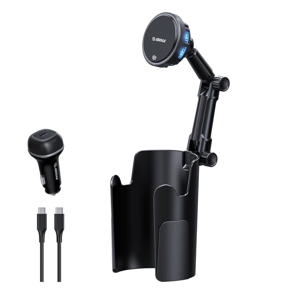 Esoulk Qi2 Magnetic Wireless Car Charger 25W, Fast Charging Cup Holder Phone Mount with Cooling Fan, Universal for All Cars