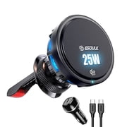 Esoulk Qi2 Magnetic Wireless Car Charger 25W, Fast Charging Phone Mount with Cooling Fan, Adjustable Dashboard Car Mount