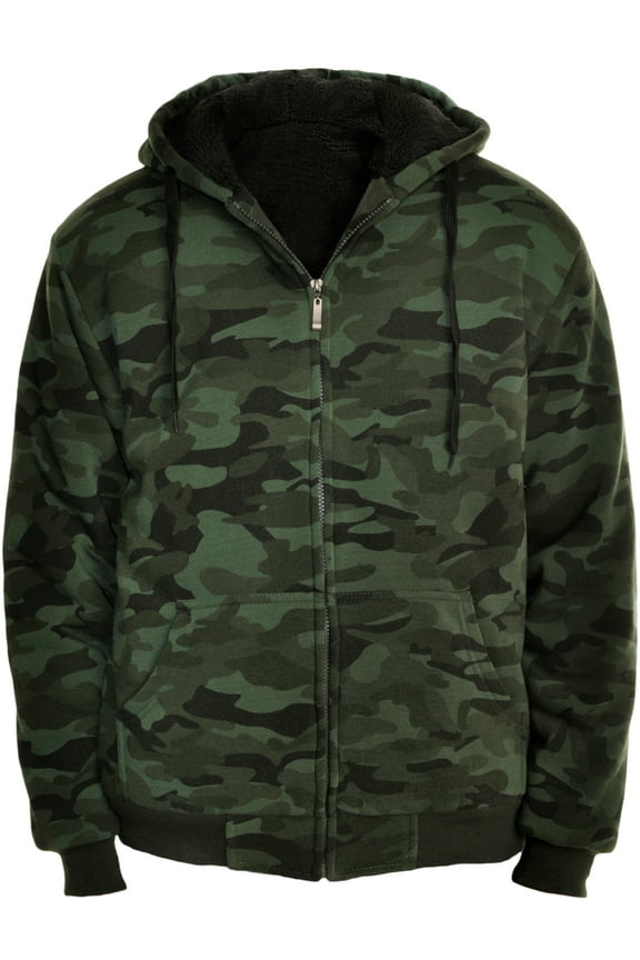 Full-Zip Camo Sherpa-Lined Hoodie Jacket (1-Pack)