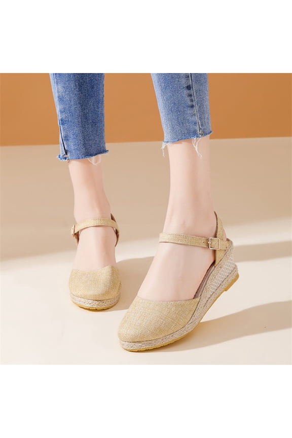 Espadrille Sandals with Arch Support for Women,Comfortable Orthopedic Arch Support Sandals,Espadrilles Platform Wedge Sandals,Open Toe Ankle Strap Platform Sandals Yellow 8.5