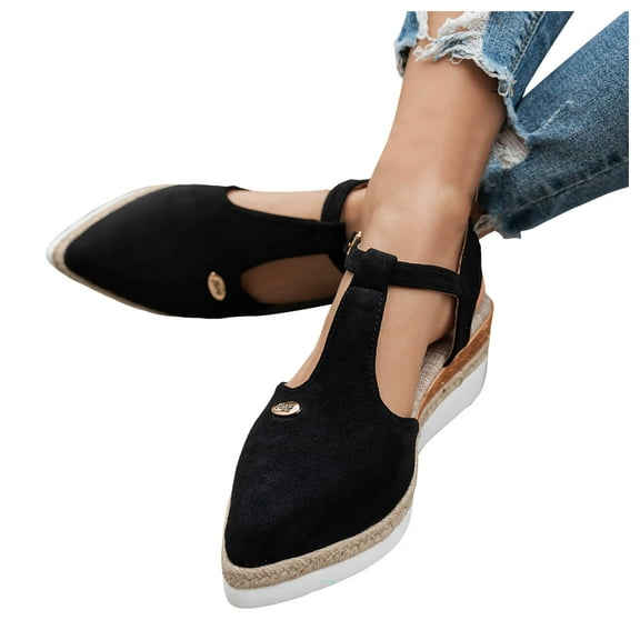 Espadrilles Platform Sandals for Women 2025 Beach Pointy Toe Chunky Wedges Closed Toe Dress Shoes Summer Fall