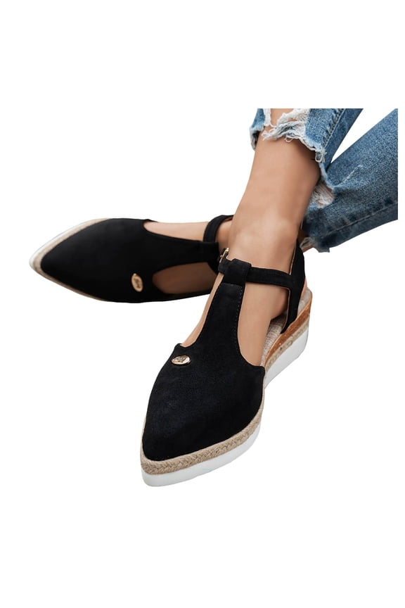 Espadrilles Platform Sandals for Women 2025 Beach Pointy Toe Chunky Wedges Closed Toe Dress Shoes Summer Fall