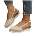 thumbnail image 1 of Espadrilles Wedge Sandals for Women Slip on Closed Toe Shoes with Rhinestone Glitter Straps Stylish Everyday Comfortable Party Heels White Size 9, 1 of 5