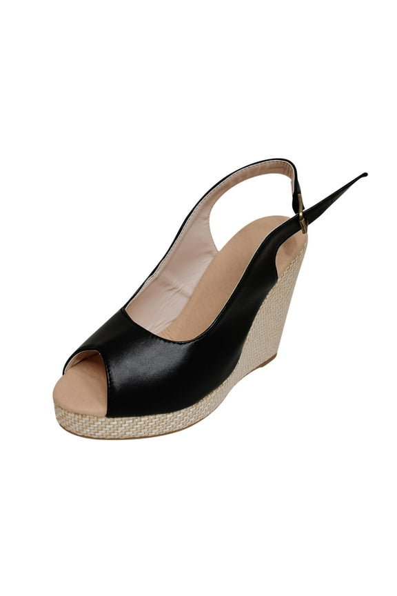 Espadrilles Wedges for Women,Casual Peep Toe Slingback Platform Sandals Comfort Open Toe Ankle Elastic Strappy Flatform Sandal Shoes