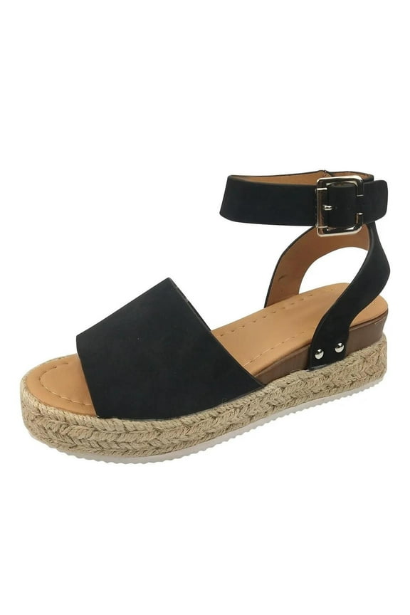 Espadrilles Wedges for Women Summer Casual Espadrille Slide On Platform Sandals Comfort Open Toe Ankle Strap Sandal
