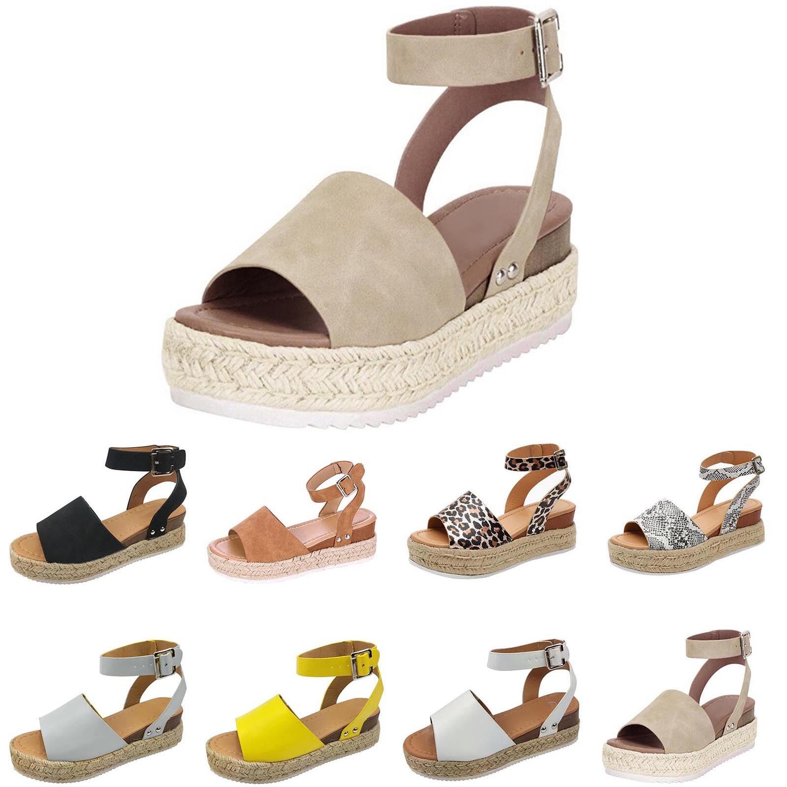 Espadrilles Wedges for Women Summer Casual Espadrille Slide On Platform  Sandals Comfort Open Toe Ankle Strap Sandal - Walmart.com