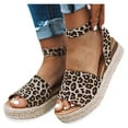 thumbnail image 1 of Espadrilles Wedges for Women Summer Casual Leopard Espadrille Platform Sandals Comfort Open Toe Ankle Strap Sandal, 1 of 5