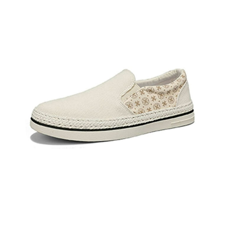 RENZHICHU Espadrilles for Men Men s Espadrilles Mens Sneakers Casual Comfy Canvas Shoes Men s Flat Shoes Easy to Wear On and Off Size 8 Beige