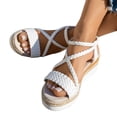 thumbnail image 1 of Espadrilles for Women 2026 Summer Trendy Open Toe Band Ankle Strap Wedge Sandals Casual Bohemian Beach Vacation Dress Heels White Size 6.5, 1 of 8