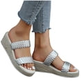 thumbnail image 1 of Espadrilles for Women Braided Band Open Toe Wedge Sandals Comfy Footbed Slip on Backless Platform Heels Summer Slides Silver Size 6.5, 1 of 8