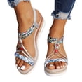 thumbnail image 1 of Espadrilles for Women Open Toe Wedge Sandals Boho Braided Band Beaded T-Strap 2026 Beach Vacation Shoes Silver Size 8.5, 1 of 9