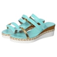thumbnail image 1 of Espadrilles for Women Trendy Strappy Wedge Sandals Summer Open Toe Color Block Slides Casual Slip on Platform Heels Blue Size 7.5, 1 of 7