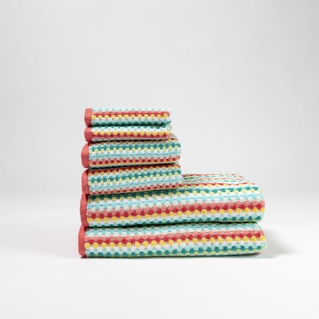Espalma Color Pop Textured 6-Pieces Cotton Bath Towel Set, 27" x 54", Tangerine