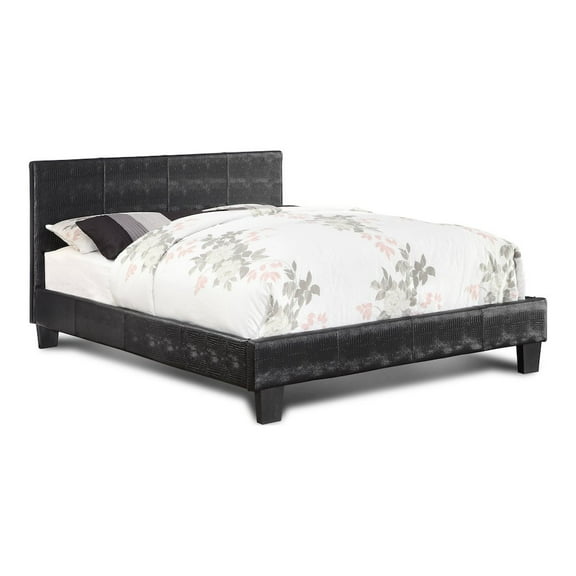 Espece Faux Leather Upholstered Platform Bed, Black, Full