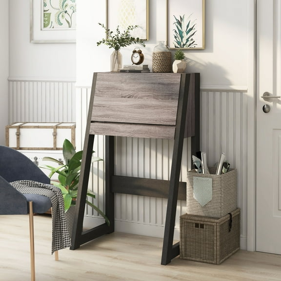 Espece Wood Secretary Desk, Distressed Gray