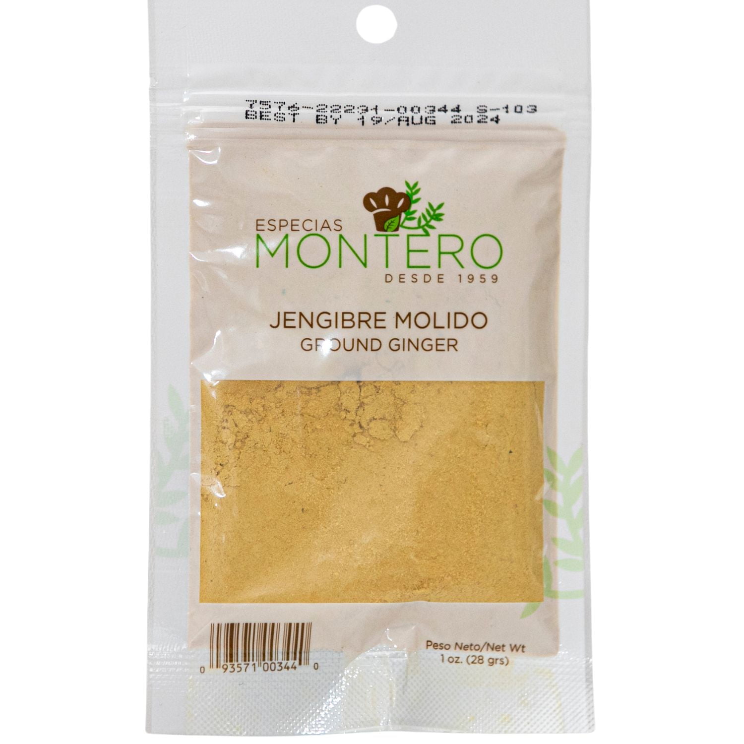 Jengibre, Especias Montero, Kosher, Powdered Ginger, 28grs, Single Item