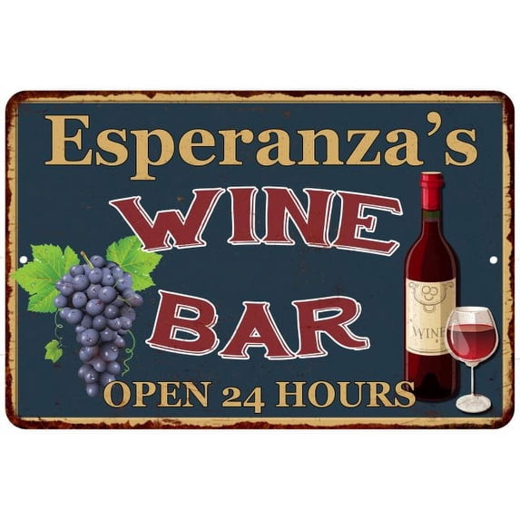 Esperanza's Green Wine Bar Sign Wall Decor 12 x 18 Matte Finish Metal 112180043973