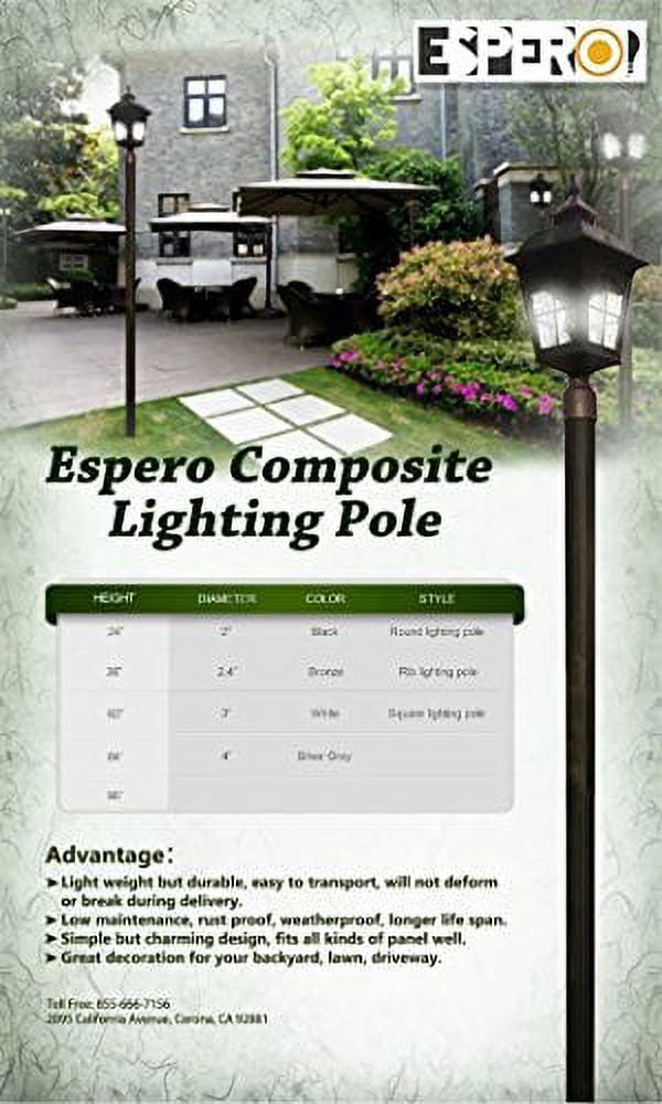 Espero 3"Dia96"H Composite Outdoor Direct Burial Lamp Post Lighting