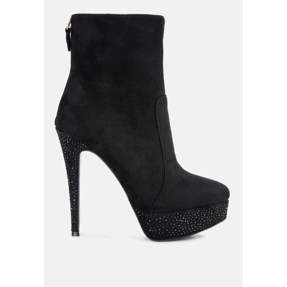 Espiree Microfiber High Heeled Ankle Boots
