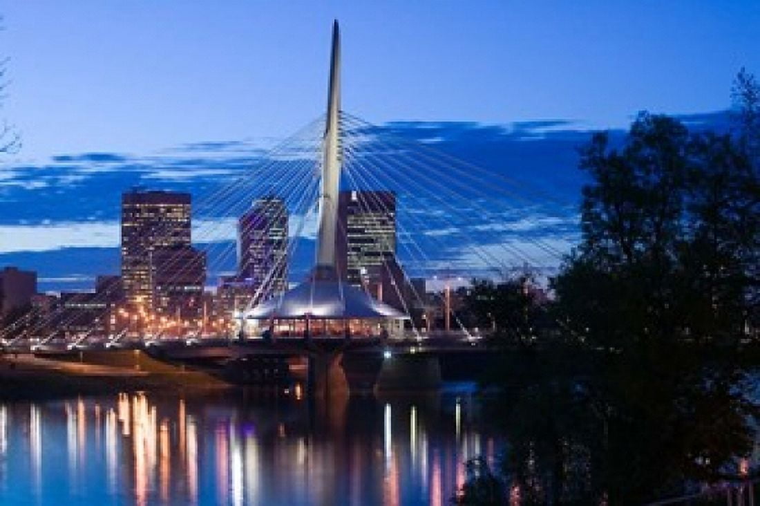 Esplanade Riel Pedestrian Bridge Winnipeg Canvas Art - Walter Bibikow DanitaDelimont (26 x 18)
